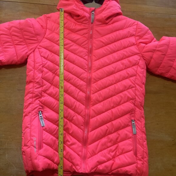 Girls Champion Winter Coat Size L 10-12 Bright Pink Zippered Pockets Hood Puffer - Picture 7 of 8